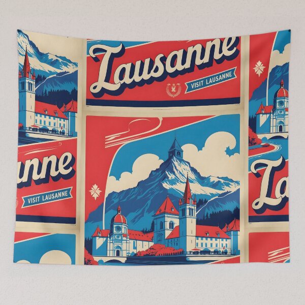 Item preview, Lausanne Switzerland 1950s Vintage Travel Tourism designed and sold by TravelersGems.