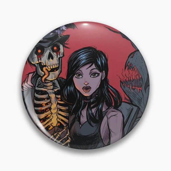 Item preview, Fancy dapper Skeleton man rotting in the night next to a sexy vampire girl cool horror art designed and sold by Vintage Designs +.