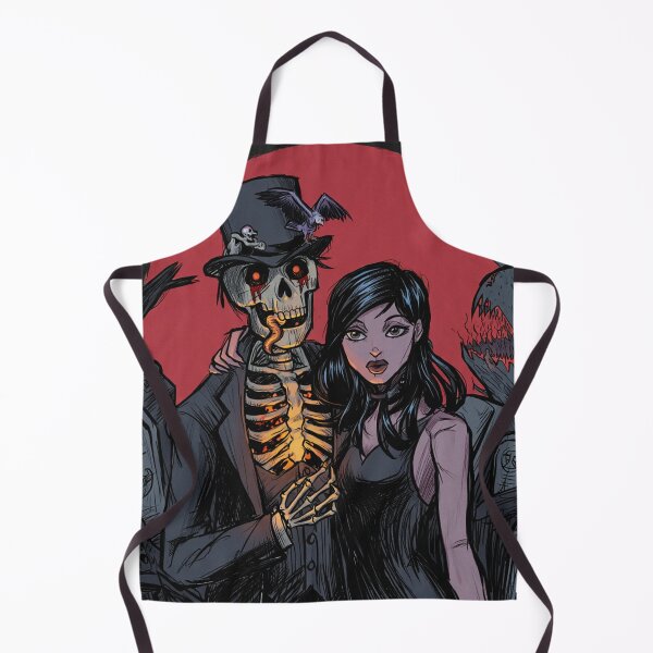 Item preview, Fancy dapper Skeleton man rotting in the night next to a sexy vampire girl cool horror art designed and sold by Vintage Designs +.