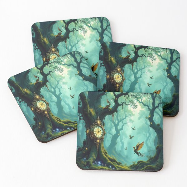 Item preview, Mystic forest & clocktree dreams – glowing birds, mossy magic & poetic silence in twilight tones designed and sold by FotoworldEdel.