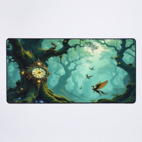 Item preview, Mystic forest & clocktree dreams – glowing birds, mossy magic & poetic silence in twilight tones designed and sold by FotoworldEdel.