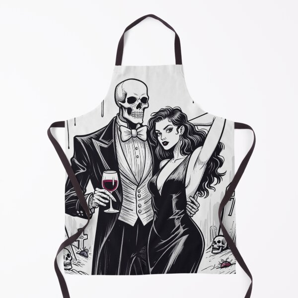 Item preview, Fancy dapper Skeleton man rotting in the night next to a sexy vampire girl cool horror art designed and sold by Vintage Designs +.