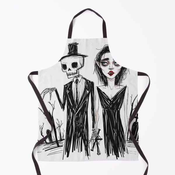 Item preview, Fancy dapper Skeleton man rotting in the night next to a sexy vampire girl cool horror art designed and sold by Vintage Designs +.