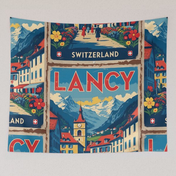 Item preview, Lancy Switzerland 1950s Vintage Travel Tourism designed and sold by TravelersGems.