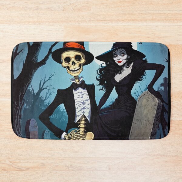 Item preview,  Fancy dapper Skeleton man and Witch girl cool horror art designed and sold by Vintage Designs +.