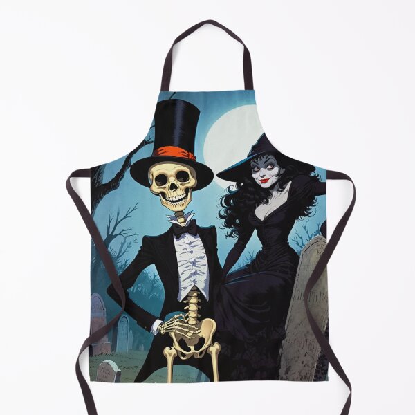 Item preview,  Fancy dapper Skeleton man and Witch girl cool horror art designed and sold by Vintage Designs +.