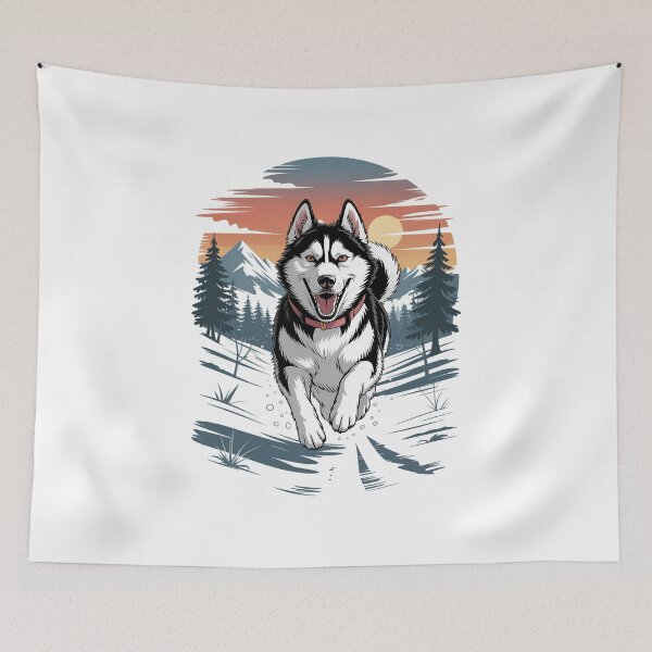 Item preview, Husky Dog T-shirt – Cool Sunset Mountain Design for Dog Lovers designed and sold by Print Era.
