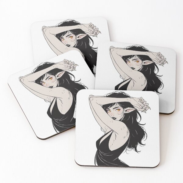 Item preview,  Werewolf girl posing hand drawn illustration designed and sold by Vintage Designs +.