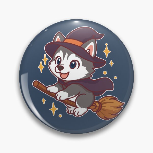 Item preview, Magic Siberian Husky – Cute Halloween Witch Dog on Broom designed and sold by BGMeYou.