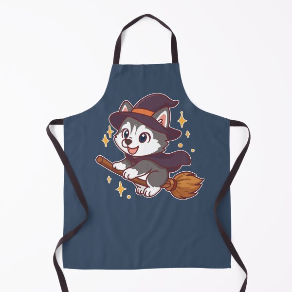 Item preview, Magic Siberian Husky – Cute Halloween Witch Dog on Broom designed and sold by BGMeYou.