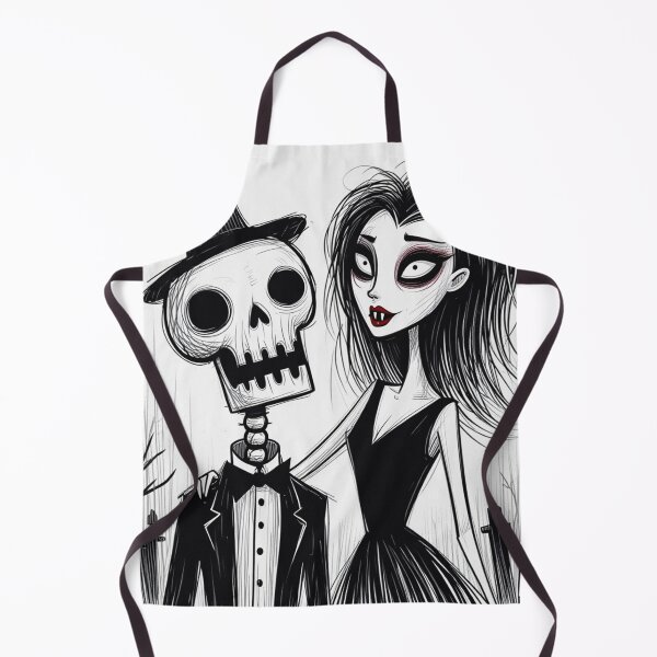 Item preview,  Fancy dapper Skeleton man rotting in the night next to a sexy vampire girl cool horror art designed and sold by Vintage Designs +.