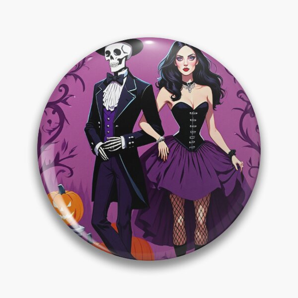 Item preview,  Fancy dapper Skeleton man and Witch girl cool horror art designed and sold by Vintage Designs +.