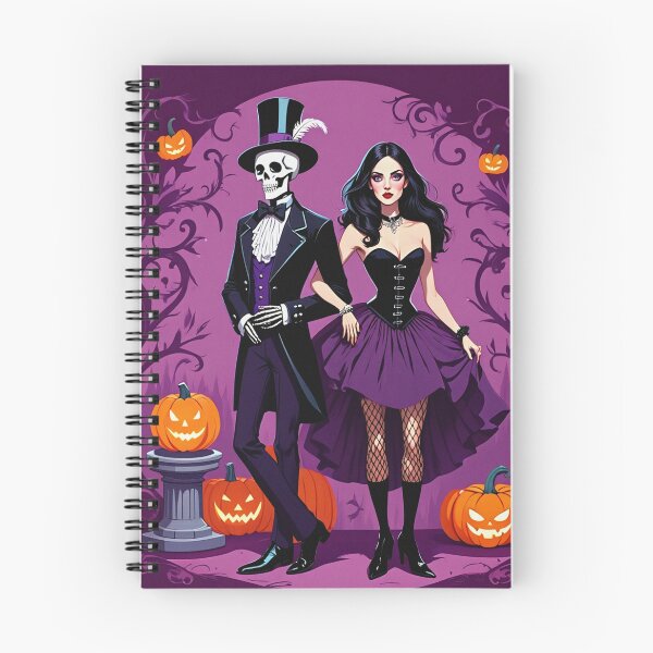 Item preview,  Fancy dapper Skeleton man and Witch girl cool horror art designed and sold by Vintage Designs +.