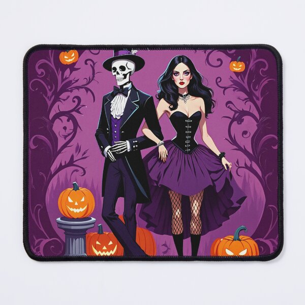Item preview,  Fancy dapper Skeleton man and Witch girl cool horror art designed and sold by Vintage Designs +.