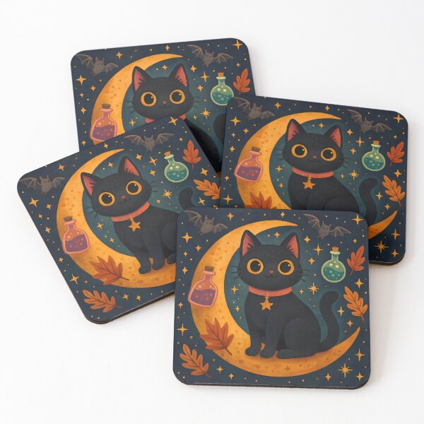 Item preview, Halloween Cat on Crescent Moon – Whimsical Night Illustration designed and sold by PandaTShirtShop.