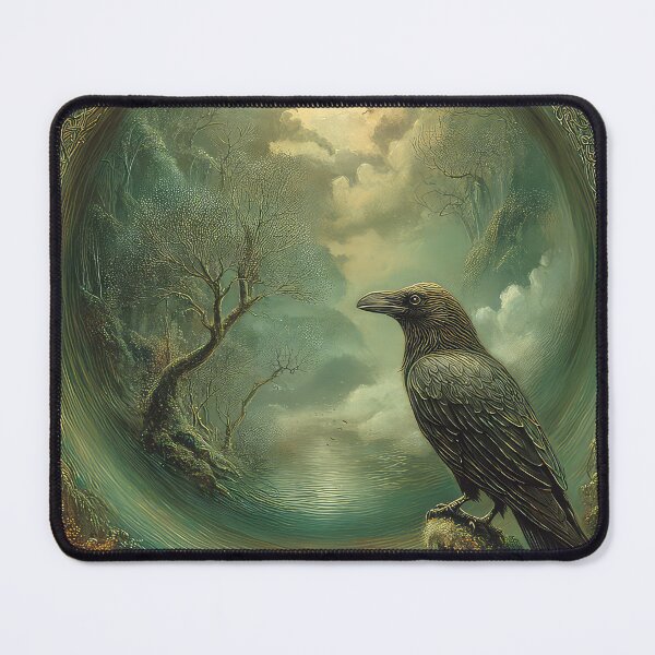 Item preview, surreal folklore dark woodland pond dreamlike composition, folklore symbolism, mysterious and timeless designed and sold by thewandswant.