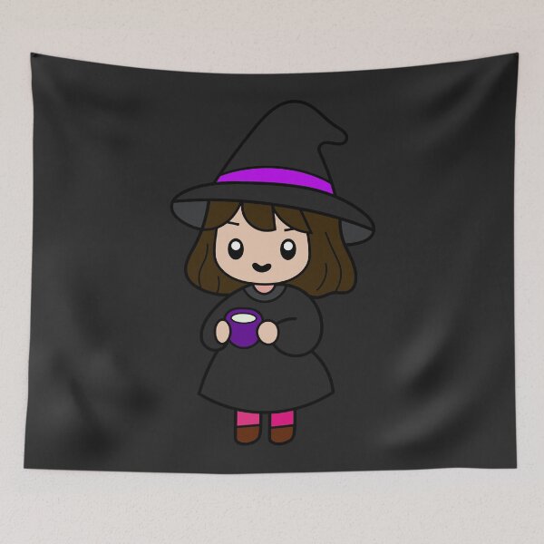 Item preview, Cute and Adorable WITCH Drinking Kawaii Halloween Coffee designed and sold by DibujandoPorfa.