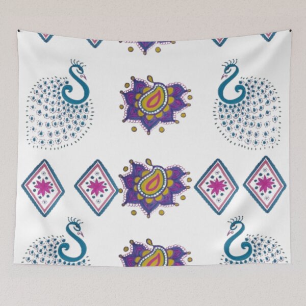 Item preview, Peacock & Paisley Rangoli Pattern – Vibrant Indian Folk Art designed and sold by BulletKitty82.