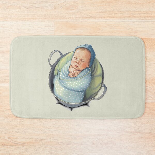 Item preview, Cute Baby in Wash Tub Sleeping, Freehand Drawing designed and sold by JoyfulWhimsy.