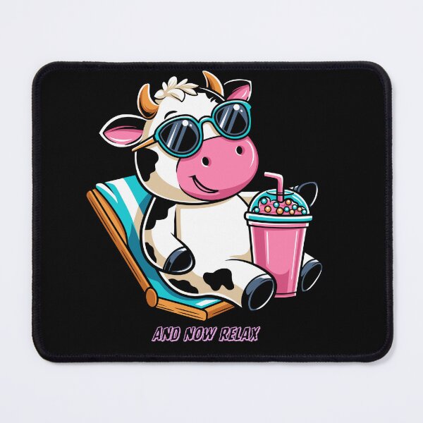 Item preview, And Now Relax Cute Cow with Sunglasses & Smoothie designed and sold by Tom-Apex-Art.