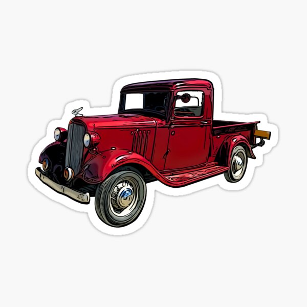 Old Red Truck 1930's Sticker