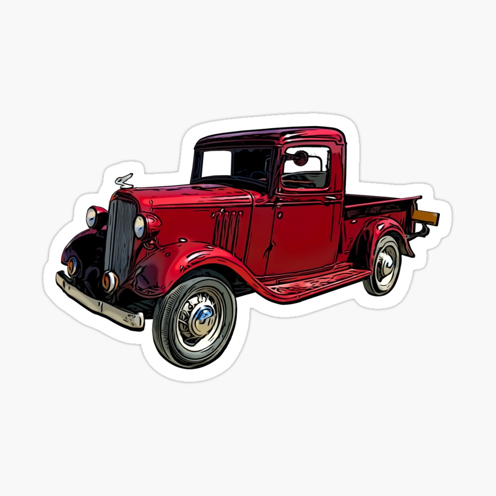Old Red Truck 1930's Sticker