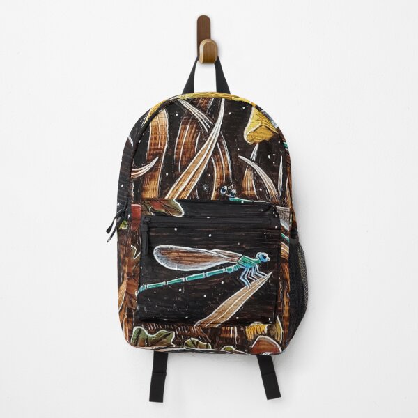 Item preview, Nehellenia Speciosa Dragonflies and the Moon, pyrography and gouache mixed media, biodiverse atmospheres series designed and sold by Laurus Lunaris.
