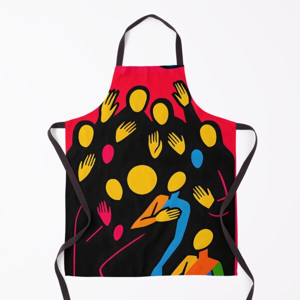 Item preview, Wedding ceremony, people standing, celebrating and dancing happily, with only their hands and round faces visible, and different people in a pop art style and manner, white, black, red, orange designed and sold by jotcar.