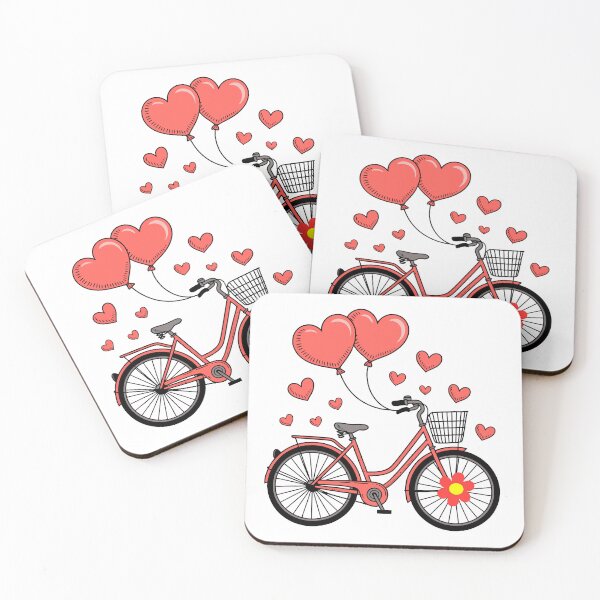 Item preview, Valentine Bicycle with Heart Balloons Romantic Love Design designed and sold by styleonestaa.