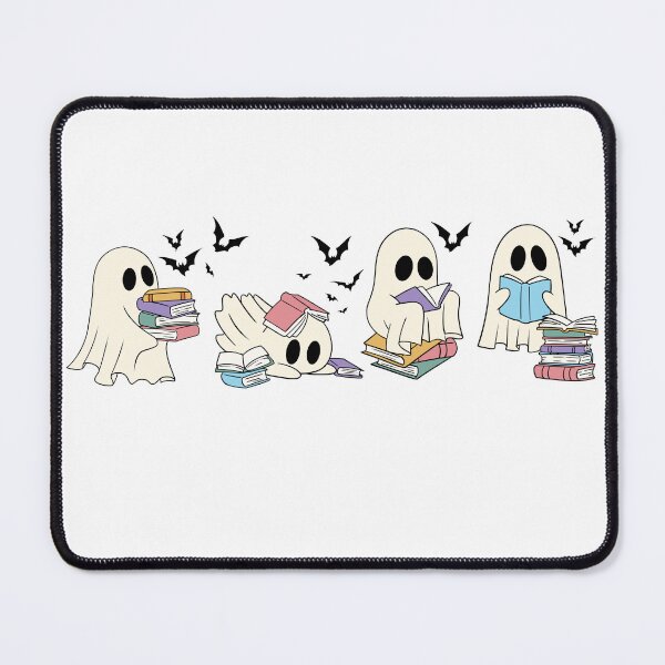 Item preview, Four Ghosts Reading Books Graphic – Cute Spooky Halloween Design with Flying Bats designed and sold by JoeZigns81.