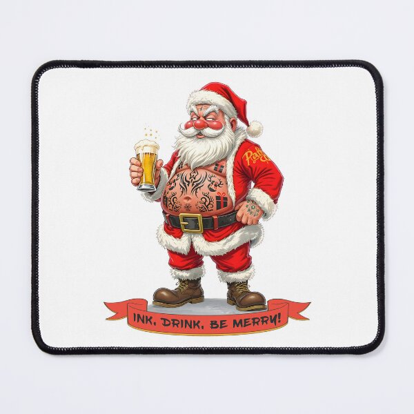 Item preview, Tribal Santa Tattooed - Ink, Drink, Be Merry designed and sold by SkullTroops.