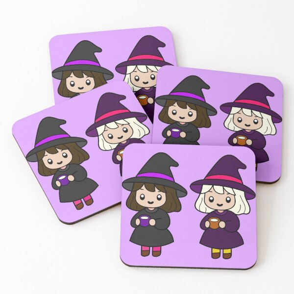 Item preview, Cute and Adorable Kawaii Halloween Witch Drinking Coffee Pack designed and sold by DibujandoPorfa.