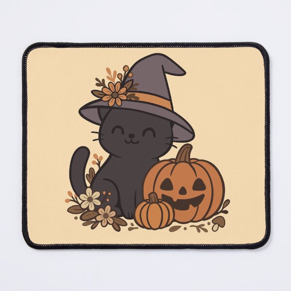 Item preview, Cute Black Cat Witch with Pumpkin - Autumn Kawaii Halloween Design designed and sold by HikaryChan.