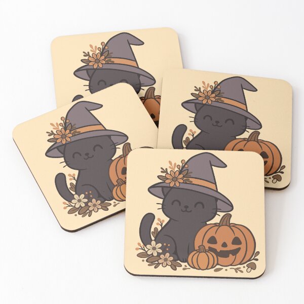 Item preview, Cute Black Cat Witch with Pumpkin - Autumn Kawaii Halloween Design designed and sold by HikaryChan.