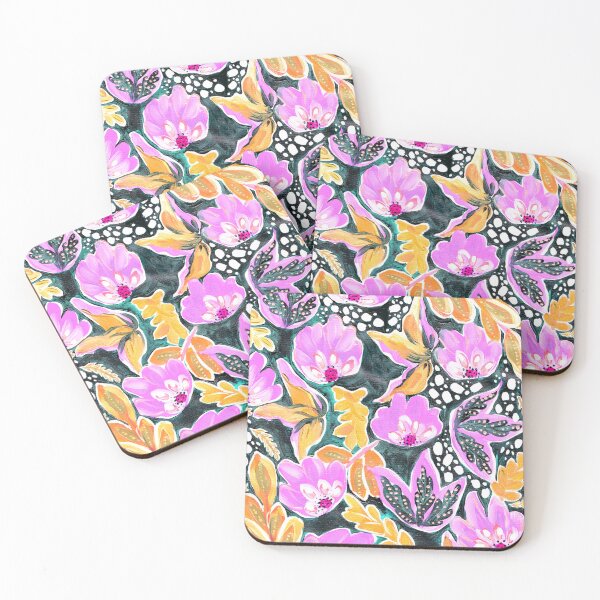Item preview, Flowing florals abstract pattern design Neon Purple and orange designed and sold by Crimson-thyme.