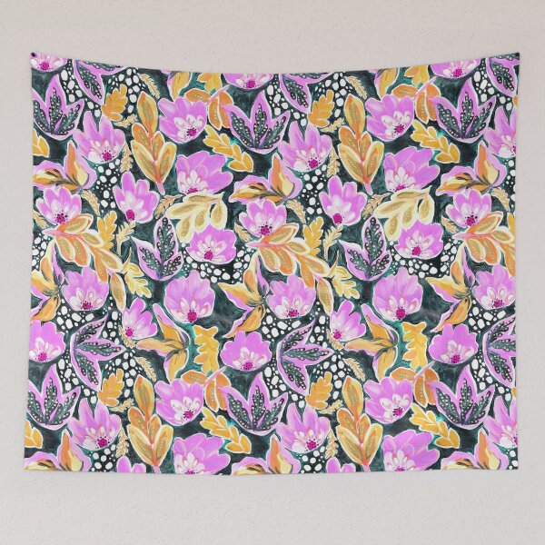 Item preview, Flowing florals abstract pattern design Neon Purple and orange designed and sold by Crimson-thyme.
