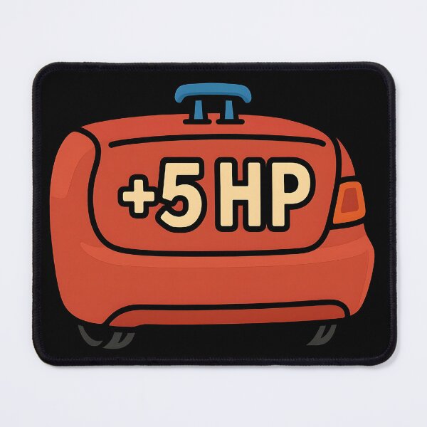 Item preview, Funny Cartoon Car Trunk with Curved Tiny Spoiler and +5 HP Text designed and sold by Weorus.