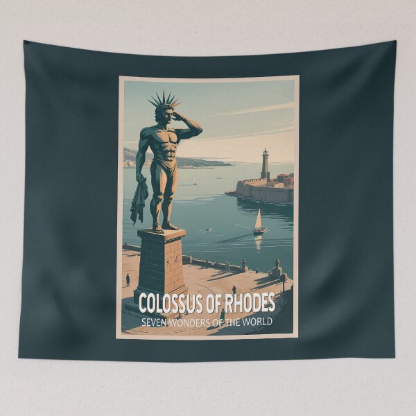Item preview, Colossus of Rhodes Illustration Seven Wonders Vintage designed and sold by KrisSidDesigns.