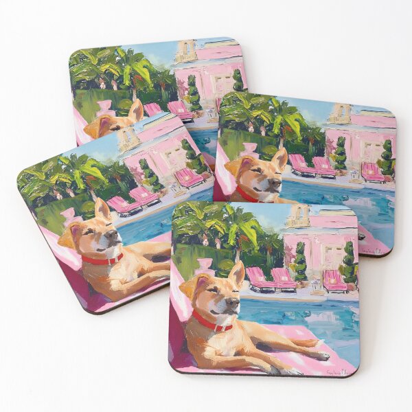 Item preview, Dog at the swimming pool in Palm Beach designed and sold by SophieClimaArt.