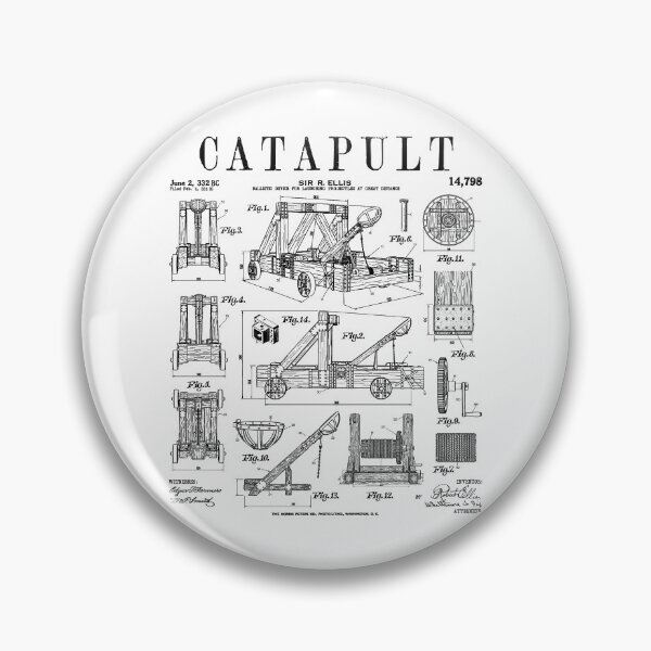 Item preview, Catapult Medieval Ancient Siege Engine Funny Vintage Patent designed and sold by GrandeDuc.