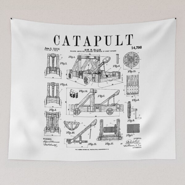Item preview, Catapult Medieval Ancient Siege Engine Funny Vintage Patent designed and sold by GrandeDuc.