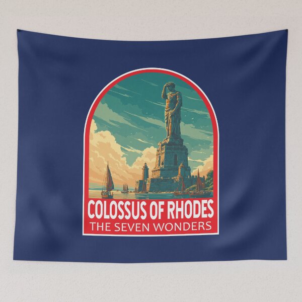 Item preview, Colossus of Rhodes Illustration Seven Wonders Art Emblem designed and sold by KrisSidDesigns.