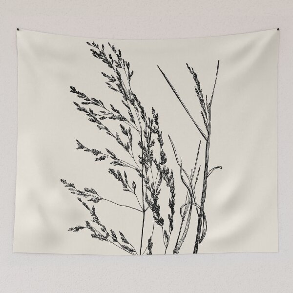 Item preview, Grass Botanical Minimalist Black and Beige Nature Art, Modern boho rustic Cottagecore designed and sold by ArticraftShop.