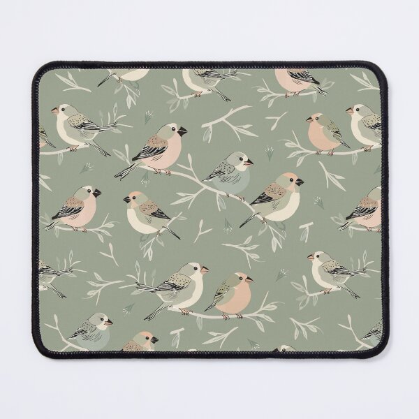 Item preview, Small Finches on Olive Branches in Soft Pastel Tones designed and sold by Melissa Plugge-Dekker.