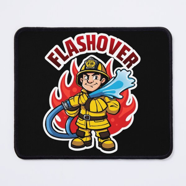 Item preview, Flashover Firefighter Cartoon Design designed and sold by ArtbyDalliesAI.
