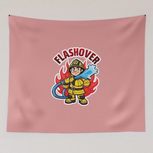 Item preview, Flashover Firefighter Cartoon Design designed and sold by ArtbyDalliesAI.