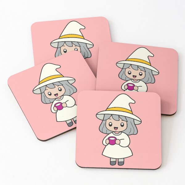 Item preview, Cute and Adorable White Lucky Witch Drinking Coffee Kawaii Halloween designed and sold by DibujandoPorfa.