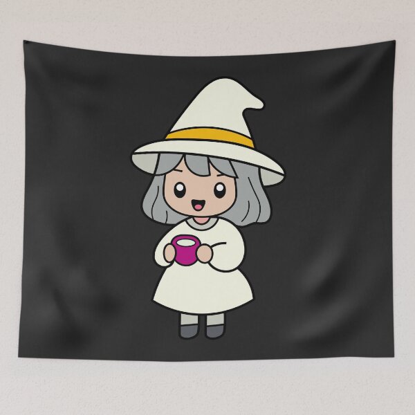 Item preview, Cute and Adorable White Lucky Witch Drinking Coffee Kawaii Halloween designed and sold by DibujandoPorfa.