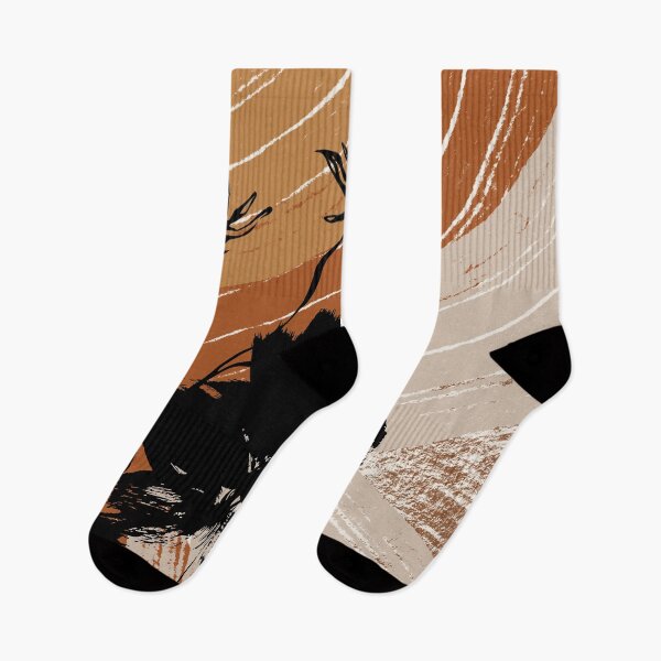 Item preview, Boho Botanical, Midcentury Modern Black, Beige & terracotta Orange Abstract designed and sold by ArticraftShop.