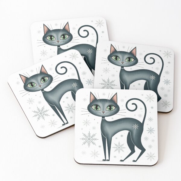 Item preview, MCM Cat Winter Snowflakes designed and sold by FunkyCatDesigns.